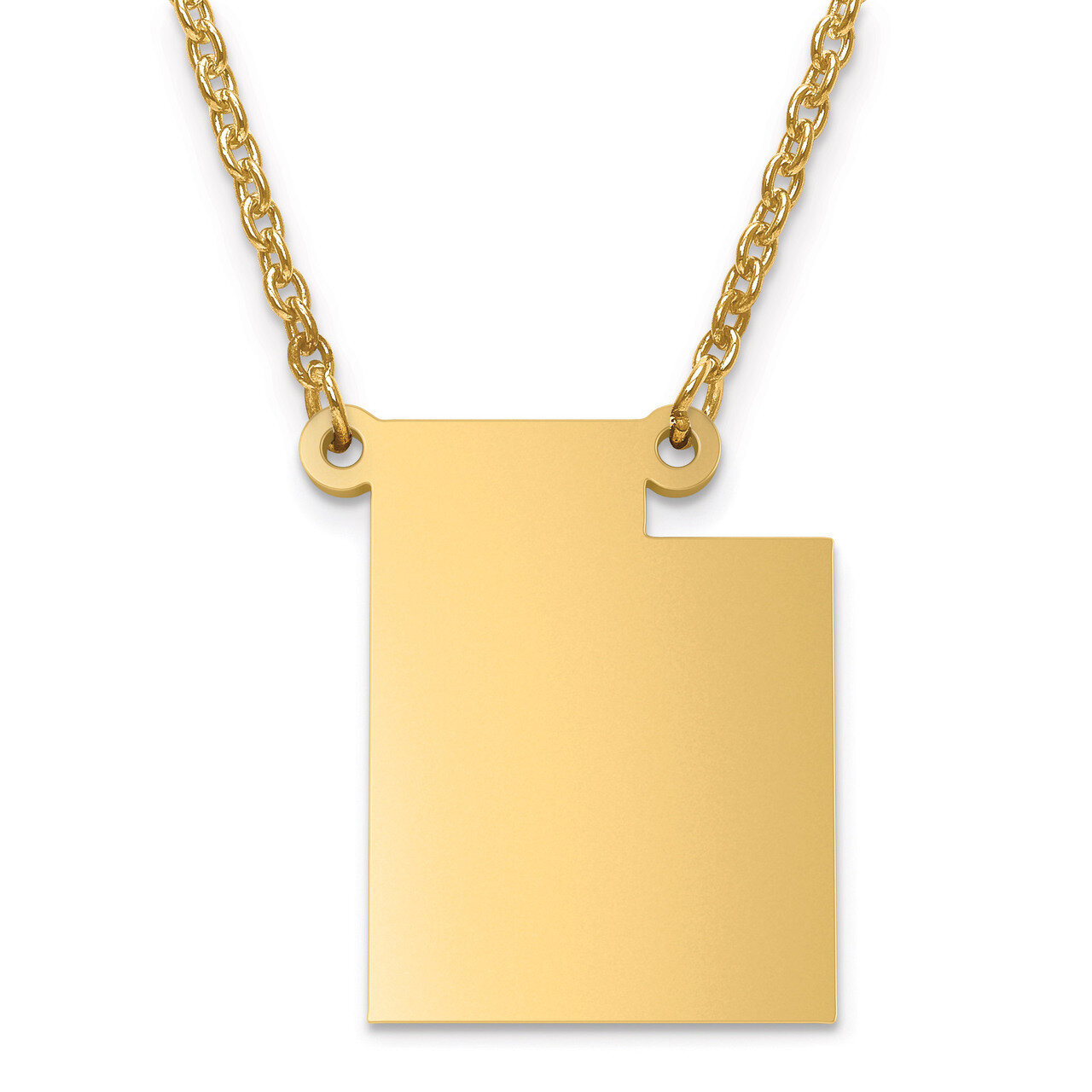 Utah State Pendant with Chain Engravable Gold-plated on Sterling Silver