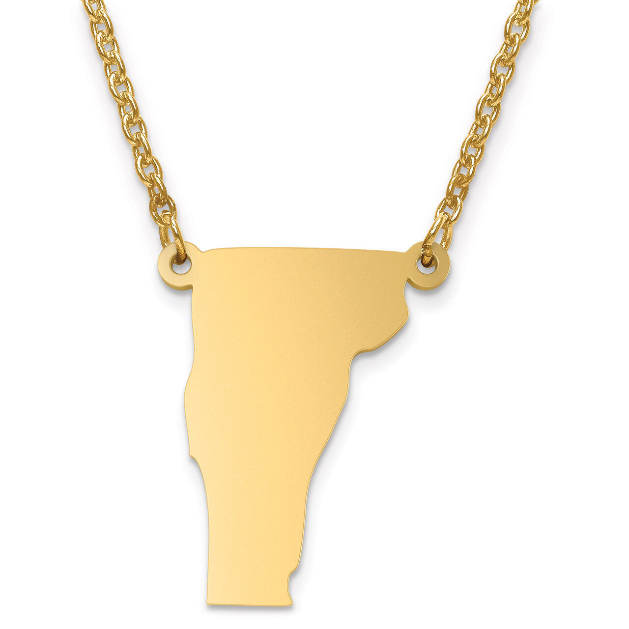 Vermont State Pendant with Chain Engravable Gold-plated on Sterling Silver