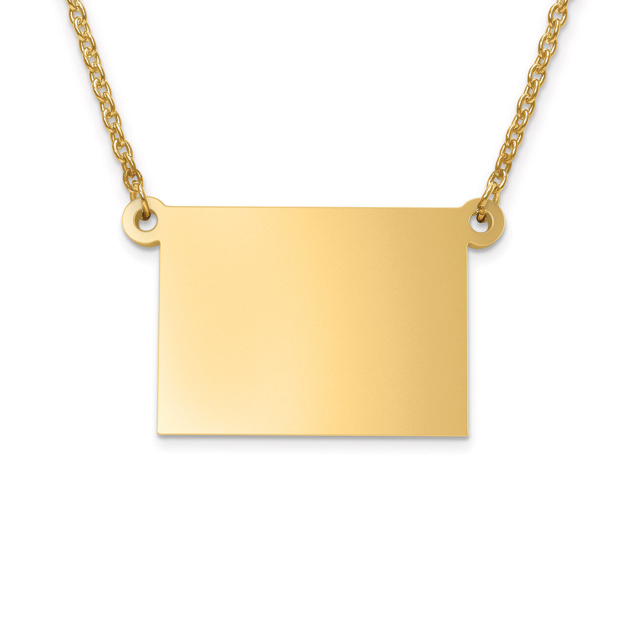 Wyoming State Pendant with Chain Engravable Gold-plated on Sterling Silver