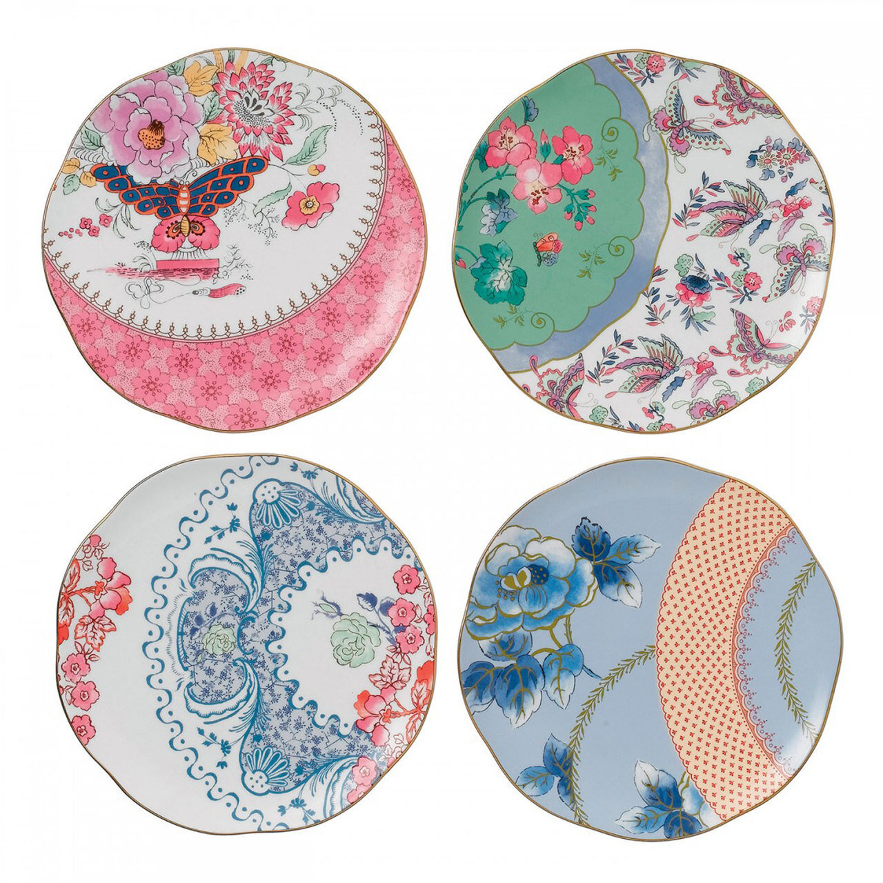 Wedgwood Butterfly Bloom Tea Plates 8.25 Inch Set of Four