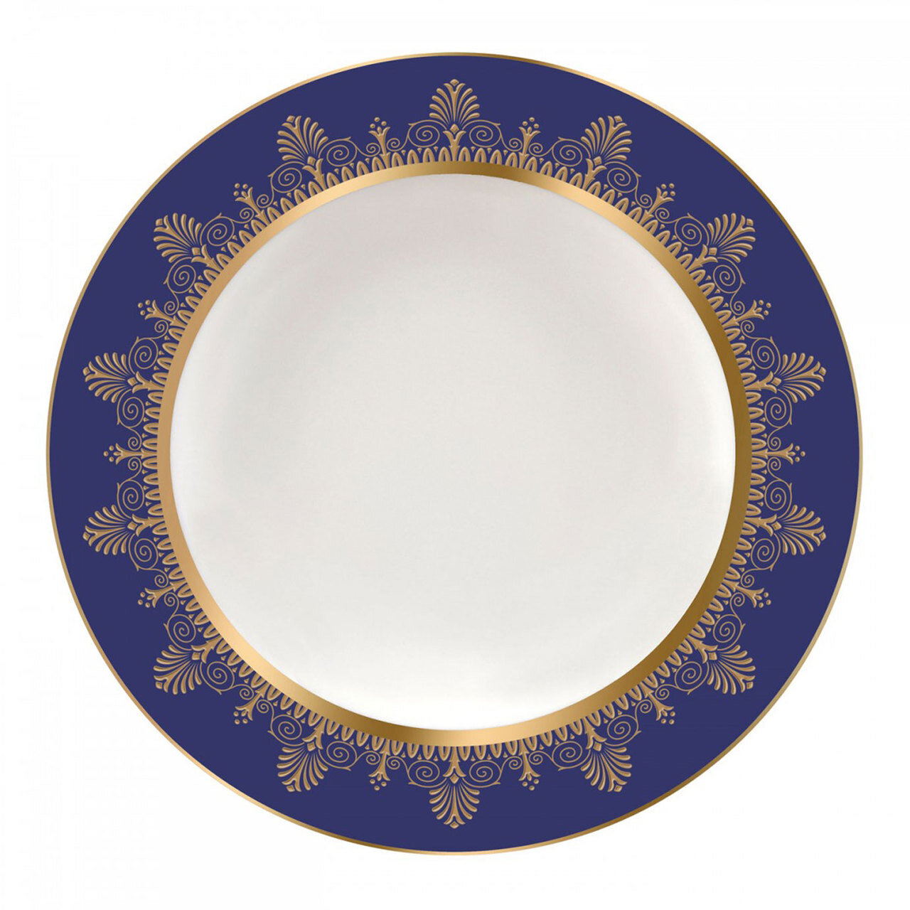 Wedgwood Anthemion Blue Rim Soup Plate 9 Inch
