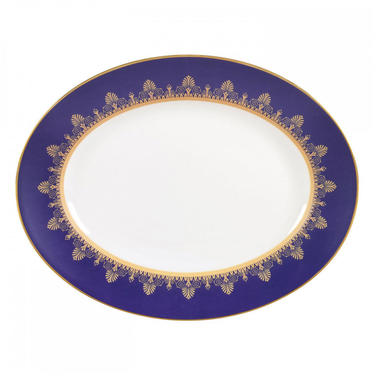 Wedgwood Anthemion Blue Oval Platter 13.75 Inch