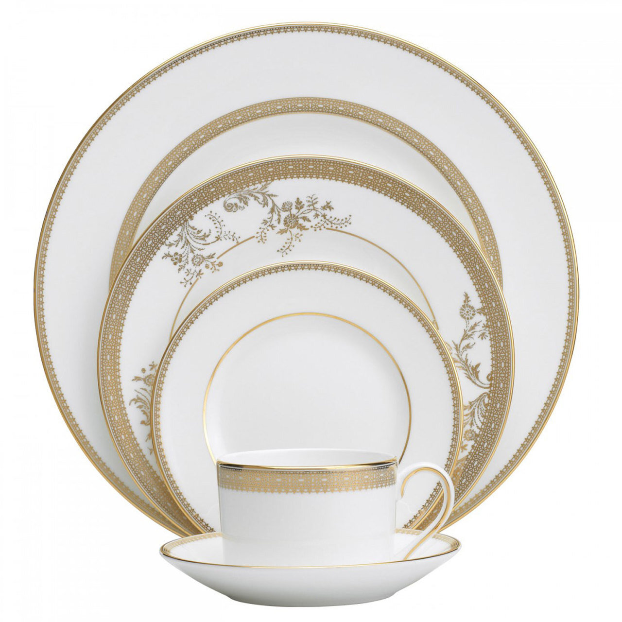 Vera Wang Vera Lace Gold Five 5 Piece Place Setting, MPN: 50146907730, 32677985458