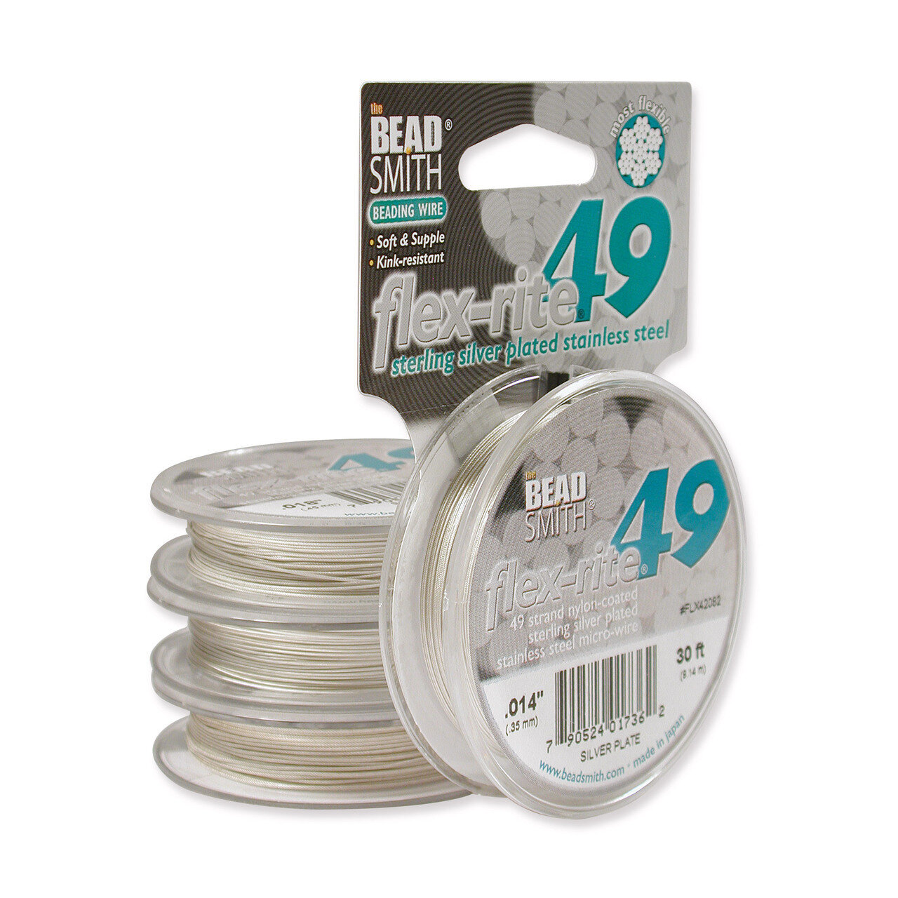 Plated Flex-Rite 49 .014 Inch Diameter 30Ft Strand Wire Sterling Silver CRD829/14-30