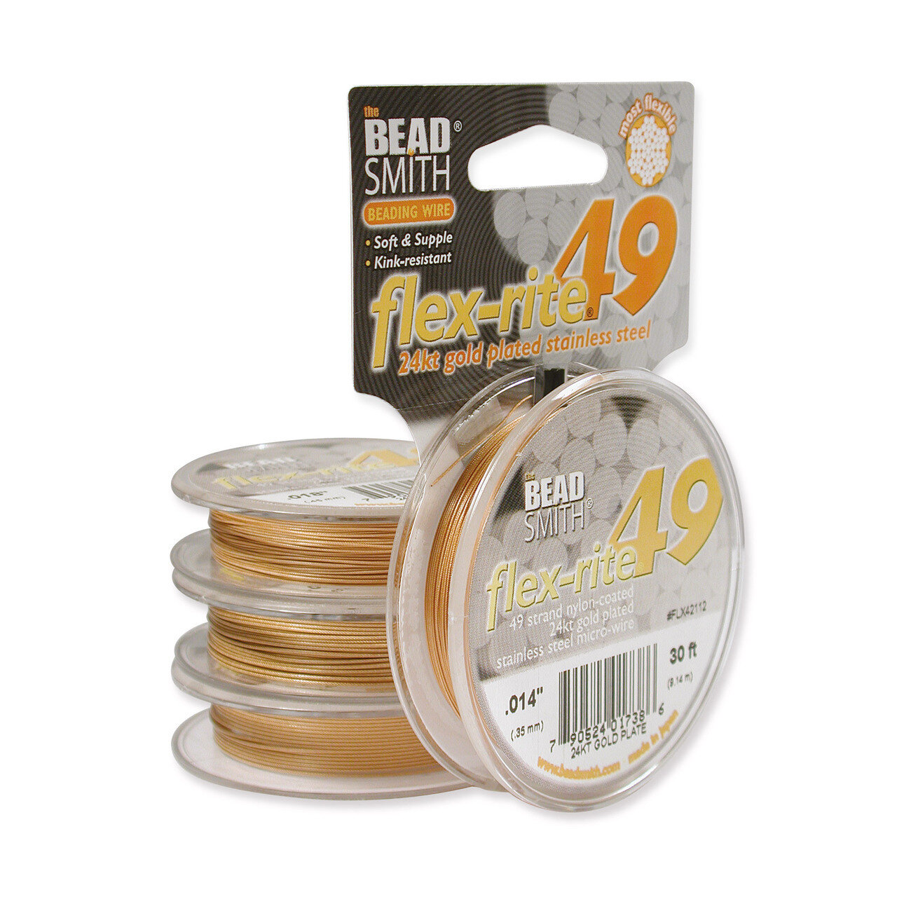 Flex-Rite .024 Inch Diameter 30Ft Strand Wire 24K Gold-plated Stainless Steel CRD830/24-30
