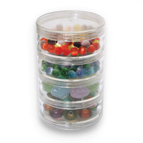 Crystal Clear Plastic Stack Of 4 Threaded Lid Jars JT4858