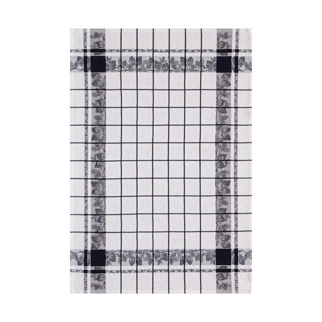 Le Jacquard Francais Fraises Black Tea Towel 24 x 31 Set of 4