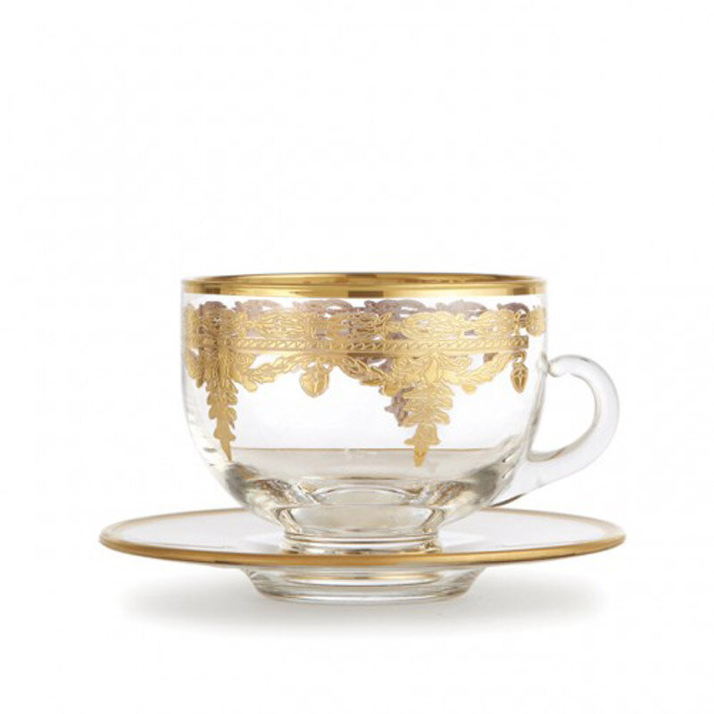 Arte Italica Vetro Gold Coffee Cup & Saucer SR19E/SOZ