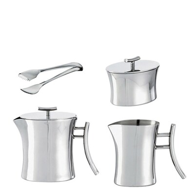 Sambonet bamboo tea set 4 pieces giftboxed - 18/10 stainless steel, MPN: 56708-LN, 790955886315