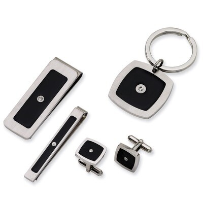 Black Enamel &amp; Synthetic Diamond 4-piece Boxed Set - Stainless Steel SRSET4 by Chisel, MPN: SRSET4,…