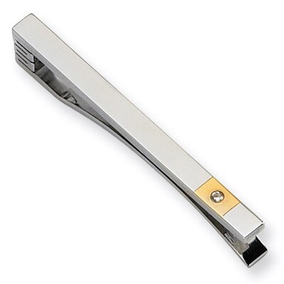 Yellow IP-plated Diamond Accent Tie Bar - Stainless Steel SRT106 by Chisel, MPN: SRT106, 8839577511…