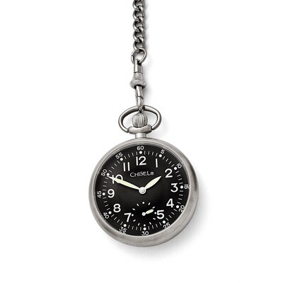 Stainless Steel Black Dial Pocket Watch TPW88 by Chisel, MPN: TPW88, 191101788949