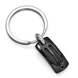 Edward Mirell Black Titanium Cable &amp; Spinel Argentium Sterling Silver Bezel Key Ring EMK102 by Edwa…