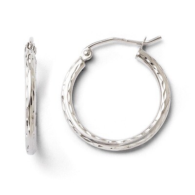 Leslie&#39;s Diamond-cut Hinged Hoop Earrings - 10k White Gold HB-10LE132, MPN: 10LE132, 883957025339