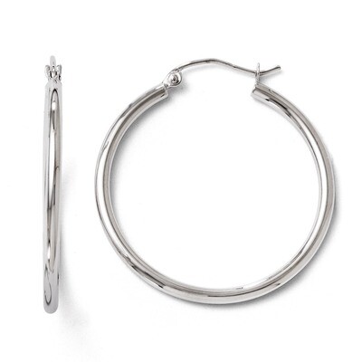 Leslie&#39;s Polished Hinged Hoop Earrings - 10k White Gold HB-10LE128, MPN: 10LE128, 883957025025