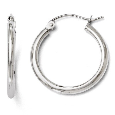 Leslie&#39;s Polished Hinged Hoop Earrings - 10k White Gold HB-10LE129, MPN: 10LE129, 886774569024