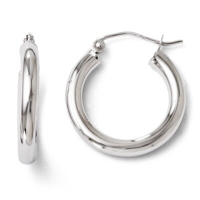 Leslie&#39;s Polished Hinged Hoop Earrings - 10k White Gold HB-10LE131, MPN: 10LE131, 883957024998
