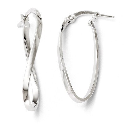 Leslie&#39;s Polished Oval Hinged Hoop Earrings - 10k White Gold HB-10LE127, MPN: 10LE127, 886774569017