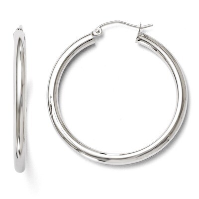 Leslie&#39;s Polished Hinged Hoop Earrings - 10k White Gold HB-10LE130, MPN: 10LE130, 883957024967