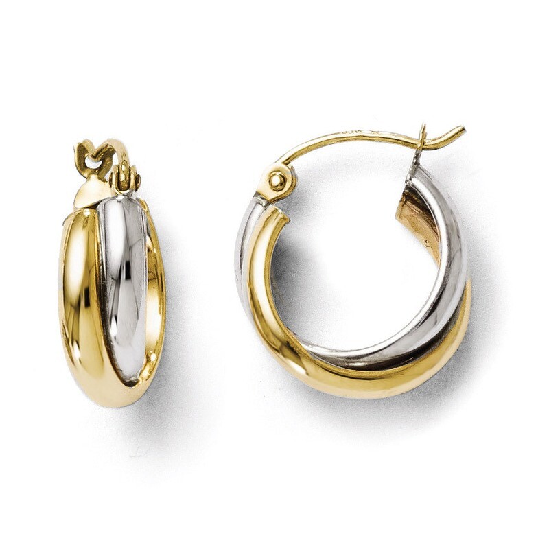 Leslie&#39;s Polished Hinged Hoop Earrings - 10k Gold Two-Tone HB-10LE138, MPN: 10LE138, 883957025674
