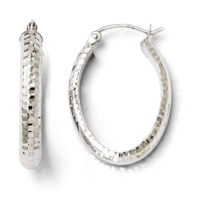 Leslie&#39;s Diamond-cut Oval Hinged Hoop Earrings - 10k White Gold HB-10LE134, MPN: 10LE134, 883957025…