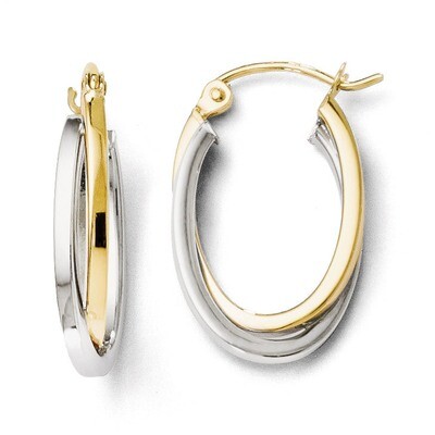 Leslie&#39;s Polished Hinged Hoop Earrings - 10k Gold Two-Tone HB-10LE137, MPN: 10LE137, 886774569048