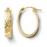 Leslie&#39;s Polished and Diamond-cut Oval Hinged Hoop Earrings - 10k Gold HB-10LE145, MPN: 10LE145, 88…