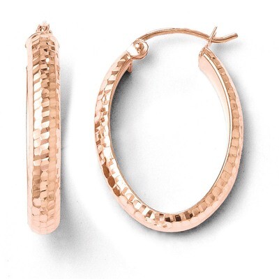 Leslie&#39;s Diamond-cut Oval Hinged Hoop Earrings - 10K Rose Gold HB-10LE141, MPN: 10LE141, 8867745690…