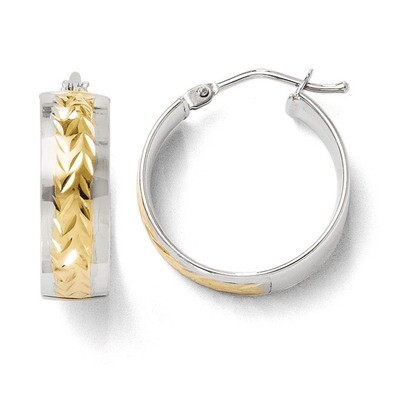 Leslie&#39;s Yellow Rhodium Polished and Diamond-cut Earrings - 10k White Gold HB-10LE143, MPN: 10LE143…