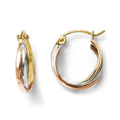 Leslie&#39;s Tri-color Polished Hinged Hoop Earrings - 10k Gold HB-10LE142, MPN: 10LE142, 883957025667