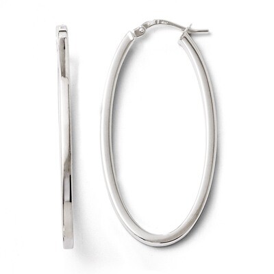 Leslie&#39;s Polished Oval Hinged Hoop Earrings - 10k White Gold HB-10LE192, MPN: 10LE192, 883957025209