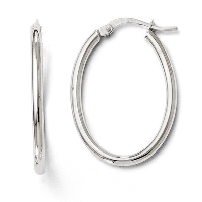 Leslie&#39;s Polished Oval Hinged Hoop Earrings - 10k White Gold HB-10LE194, MPN: 10LE194, 883957025148