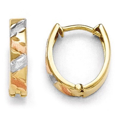 Leslie&#39;s White Rhodium Polished Satin Diamond-cut Earrings - 10k Gold Two-Tone HB-10LE241, MPN: 10L…
