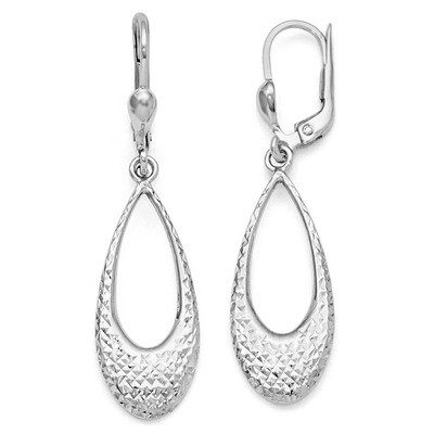 Leslie&#39;s Polished &amp; Diamond-cut Leverback Earrings - 10k White Gold HB-10LE227, MPN: 10LE227, 19110…
