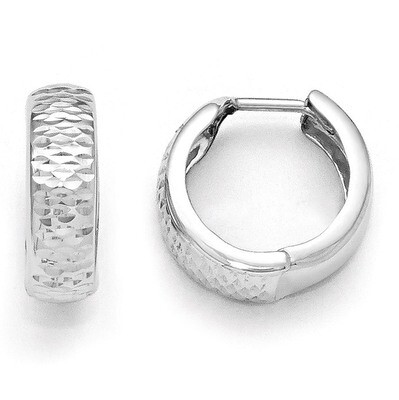 Leslie&#39;s Polished and Diamond-cut Hoop Earrings - 10k White Gold HB-10LE240, MPN: 10LE240, 88677496…