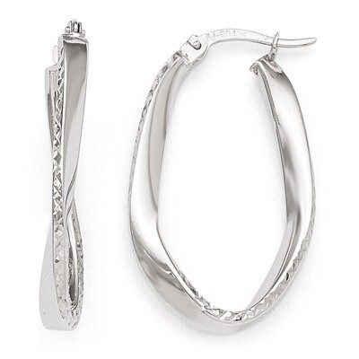 Leslie&#39;s Polished &amp; Diamond-cut Oval Hoop Earrings - 10k White Gold HB-10LE229, MPN: 10LE229, 19110…