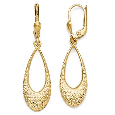 Leslie&#39;s Polished and Diamond-cut Dangle Leverback Earrings - 10k Gold HB-10LE223, MPN: 10LE223, 19…