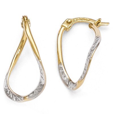 Leslie&#39;s White Rhodium Polished &amp; Diamond-cut Oval Hoop Earrings - 10k Gold HB-10LE243, MPN: 10LE24…