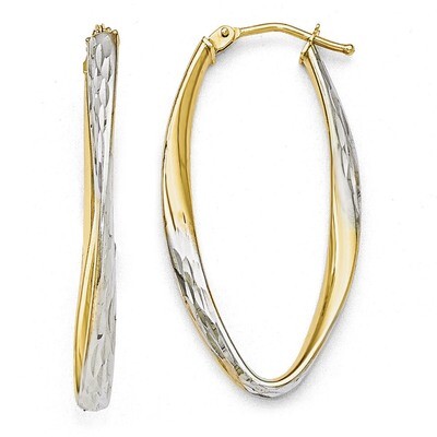 Leslie&#39;s White Rhodium-plated Diamond-cut Hoop Earrings - 10k Gold HB-10LE255, MPN: 10LE255, 191101…