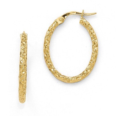 Leslie&#39;s Polished Diamond-cut Oval Hoop Earrings - 10k Gold HB-10LE261, MPN: 10LE261, 191101471667