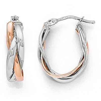 Leslie&#39;s Rose Rhodium-plated Hoop Earrings - 10k White Gold HB-10LE254, MPN: 10LE254, 191101470387