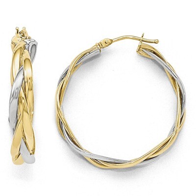 Leslie&#39;s Polished Braided Hoop Earrings - 10k Gold Two-Tone HB-10LE252, MPN: 10LE252, 886774966977