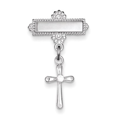 Diamond Cross Pin Sterling Silver Polished QC4389, MPN: QC4389, 886774108988