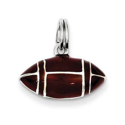 3D Brown Enameled Football Sterling Silver QC6489, MPN: QC6489, 883957916163