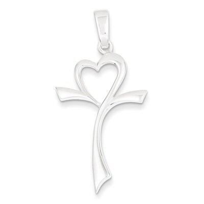 Heart Cross Sterling Silver Polished QC6635, MPN: QC6635, 883957137568