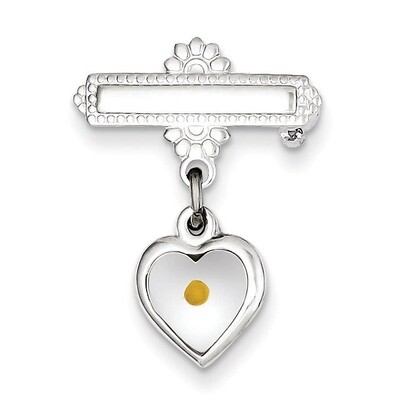 Heart with Epoxy Mustard Seed Pin Sterling Silver Polished QC7393, MPN: QC7393, 883957501215