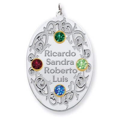 4 Birthstones Bezel Family Crystal Pendant Sterling Silver &amp; 14k Gold QMP12/4G, MPN: QMP12/4G, 8839…