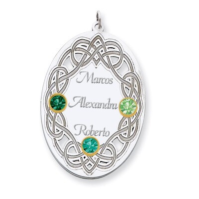 3 Birthstones Bezel Family Crystal Pendant Sterling Silver &amp; 14k Gold QMP13/3G, MPN: QMP13/3G, 8839…