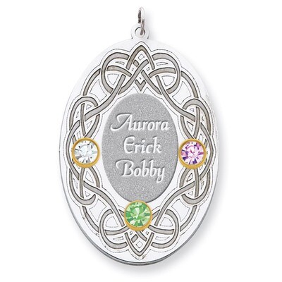 3 Birthstones Bezel Family Crystal Pendant Sterling Silver &amp; 14k Gold QMP14/3G, MPN: QMP14/3G, 8839…