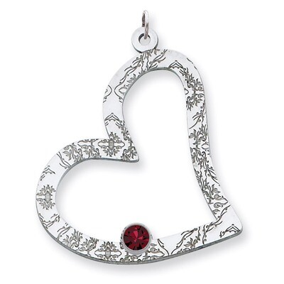 1 Birthstone Family Crystal Heart Pendant Sterling Silver QMP2/1SS, MPN: QMP2/1SS, 883957602578